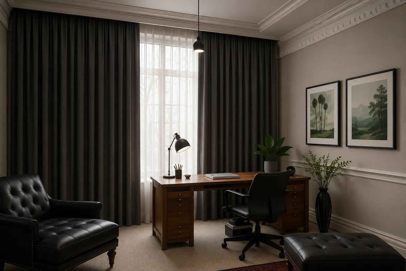 Premium blackout curtains Downtown Dubai office