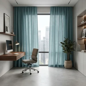 Dusty Teal Office Drapes fabric