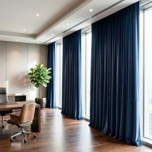 Navy Deluxe Workspace Curtains fabric