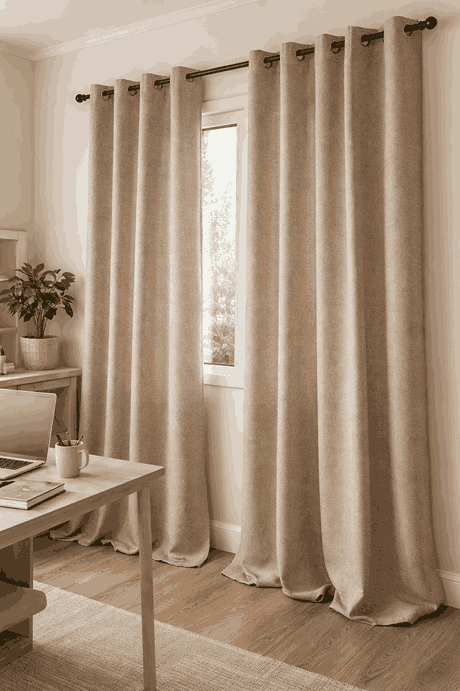 Beige Elegant Office Curtains fabric