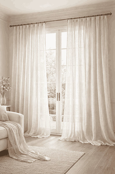Ivory Luxe Sheer Office Curtains fabric
