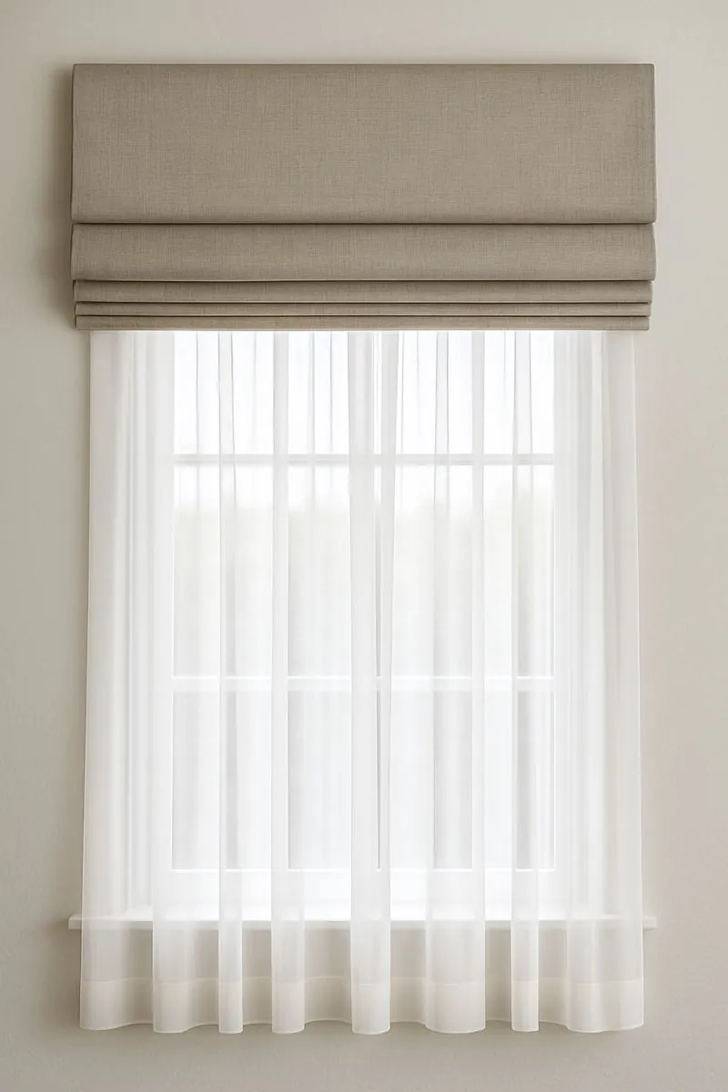 Roman blind with a sheer curtain underneath, Dubai