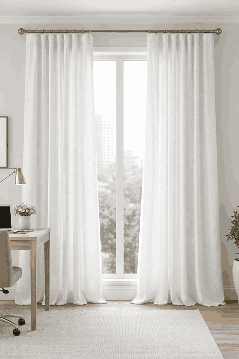White Luxe Office Drapes fabric